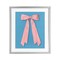 Stupell Industries Pink Satin Bow on Blue Framed Print Under Glass, design by Jilly Jack Designs